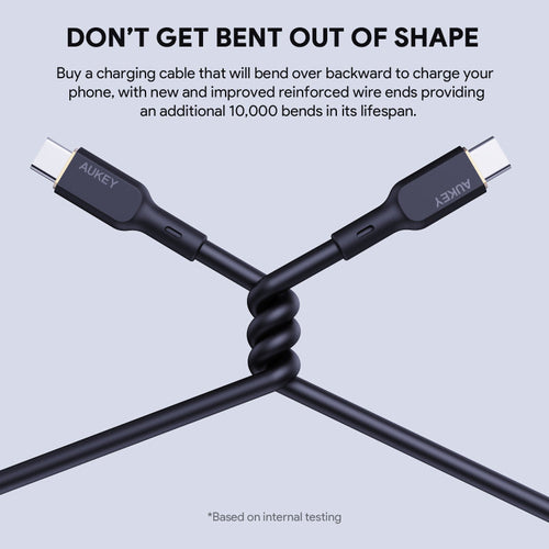 Aukey CIRCLET BLINK CB-SCC101 100W Silicone USB-C to USB-C Cable 1M (Black)