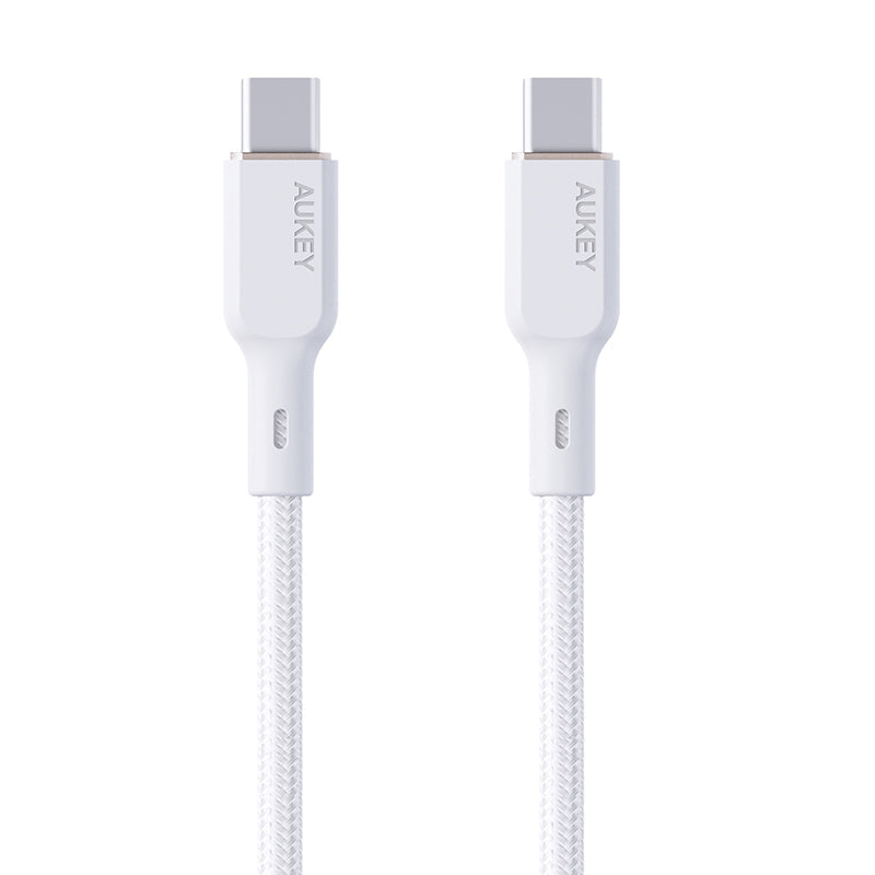Aukey CB-KCC101 1M 100W Braided USB C to C Cable with Kevlar Core White