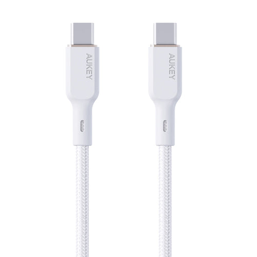 Aukey CB-KCC101 1M 100W Braided USB C to C Cable with Kevlar Core White
