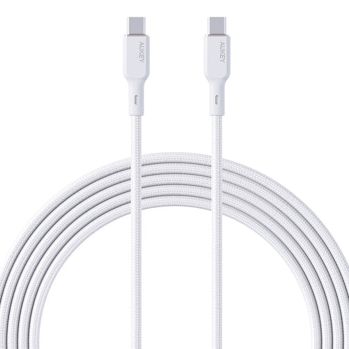 Aukey CB-KCC101 1M 100W Braided USB C to C Cable with Kevlar Core White