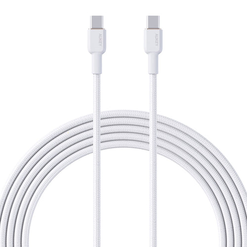 Aukey CB-NCC1 1M Nylon Braided USB C to C Cable (White)