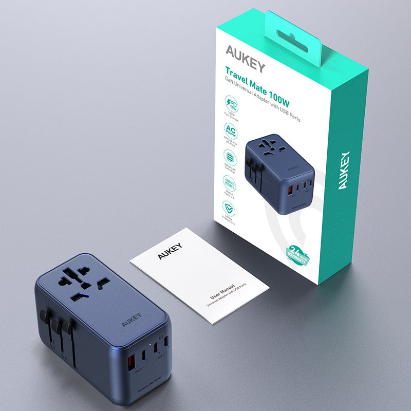 Aukey PA-TA09 100W Universal Travel Charger (Blue)