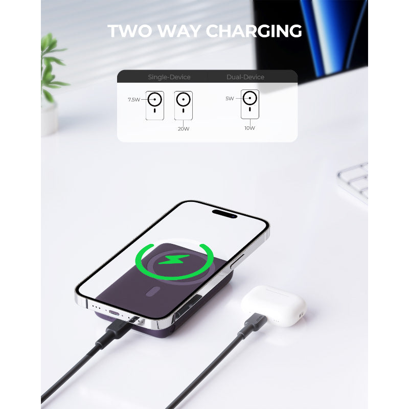 Aukey PB-MS01 MagLynk 6700mAh Magnetic Wireless Charging Power Bank (Purple)
