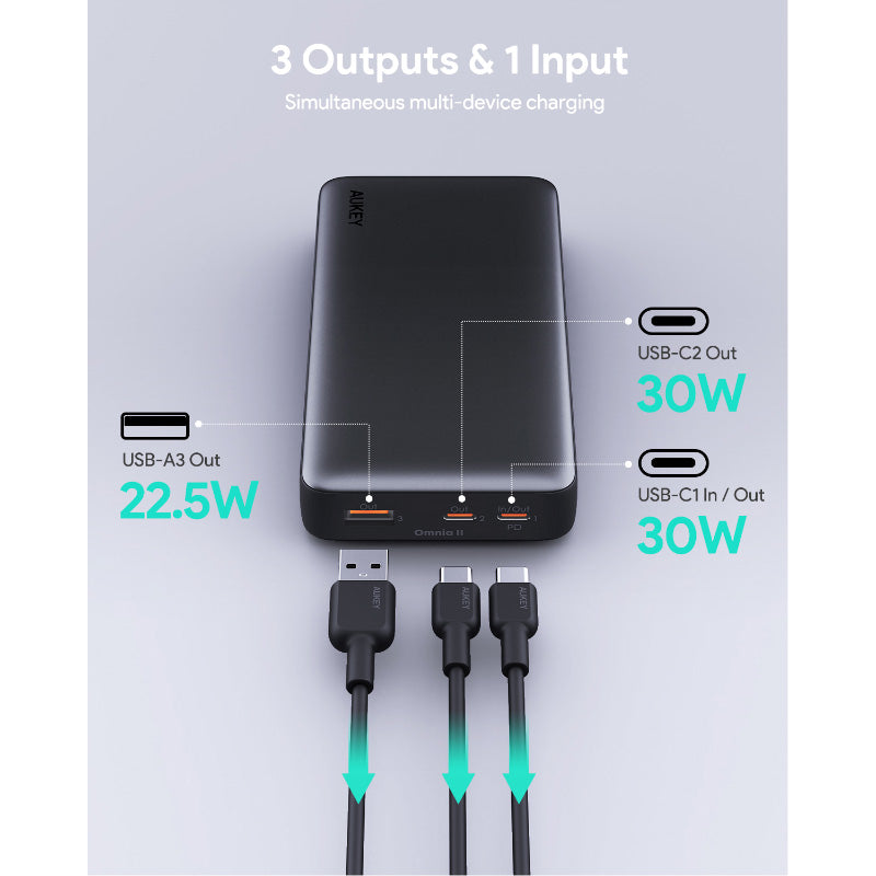 Aukey PB-Y42 Sprint X 20K 30W 20,000mAh Portable Power Bank with PD3.0 (Grey)