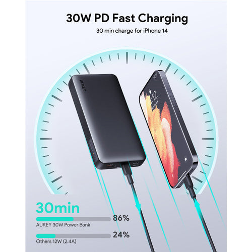 Aukey PB-Y42 Sprint X 20K 30W 20,000mAh Portable Power Bank with PD3.0 (Grey)