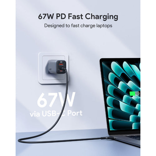 Aukey PA-B6U Omnia Mix 67W UFCS 3-Port Wall Charger (Grey)
