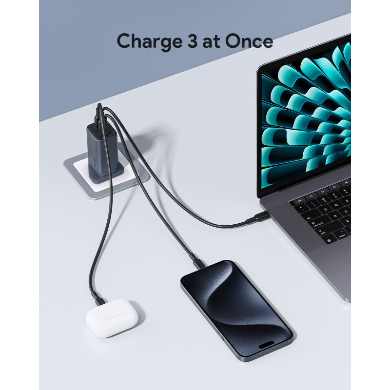 Aukey PA-B6U Omnia Mix 67W UFCS 3-Port Wall Charger (Grey)