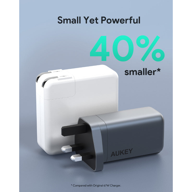 Aukey PA-B6U Omnia Mix 67W UFCS 3-Port Wall Charger (Grey)