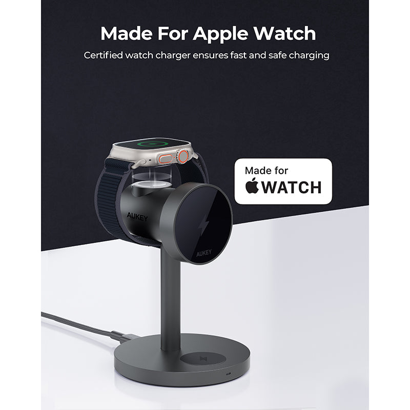 Aukey LC-MC311 MagFusion 3-in-1 Qi2 Magnetic Fast Wireless Charging Station