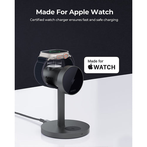 Aukey LC-MC311 MagFusion 3-in-1 Qi2 Magnetic Fast Wireless Charging Station