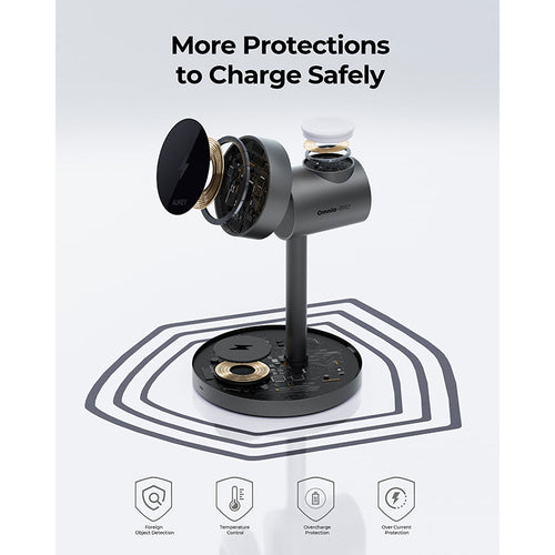 Aukey LC-MC311 MagFusion 3-in-1 Qi2 Magnetic Fast Wireless Charging Station