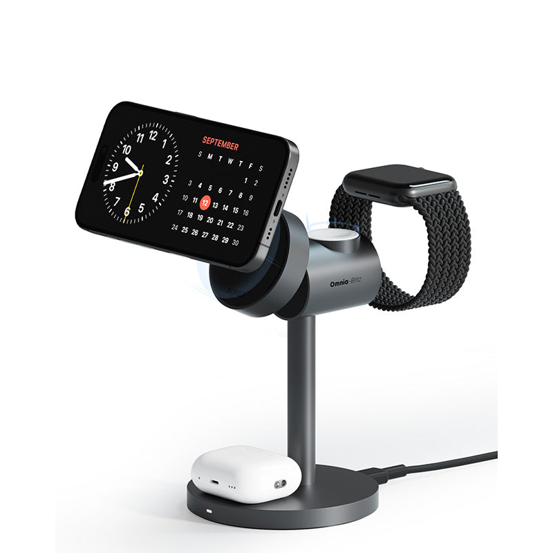 Aukey LC-MC311 MagFusion 3-in-1 Qi2 Magnetic Fast Wireless Charging Station