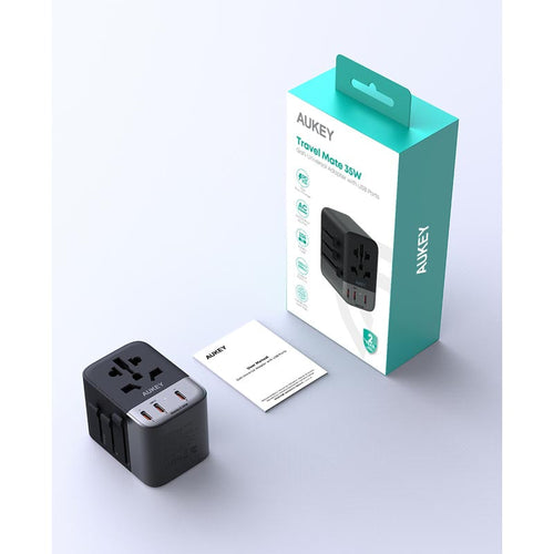Aukey PA-TA07A 35W GaN Universal Adapter With USB-C and USB-A Ports (Grey)