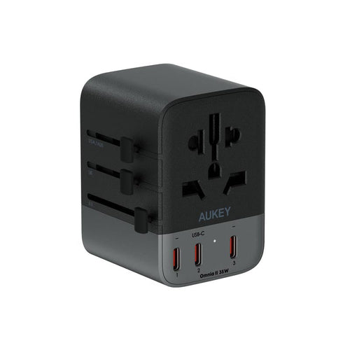 Aukey PA-TA07A 35W GaN Universal Adapter With USB-C and USB-A Ports (Grey)