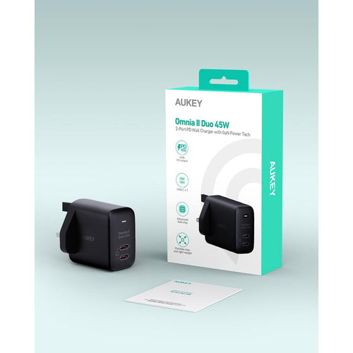 Aukey PA-B4T Omnia II 45W Dual-Port GaNFast PD Wall Charger