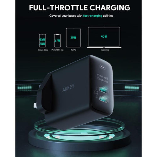 Aukey PA-B4T Omnia II 45W Dual-Port GaNFast PD Wall Charger