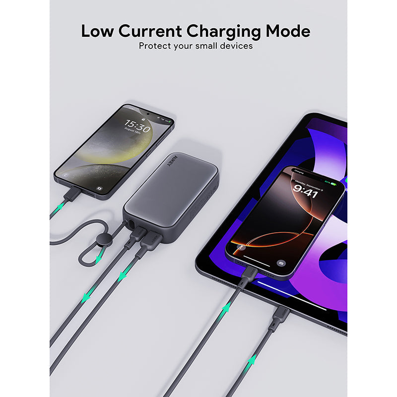 Aukey PB-Y47 Spark Sling 10000mAh Compact Fast Charging PB with Built-in USB-C Cable - Dark Gray