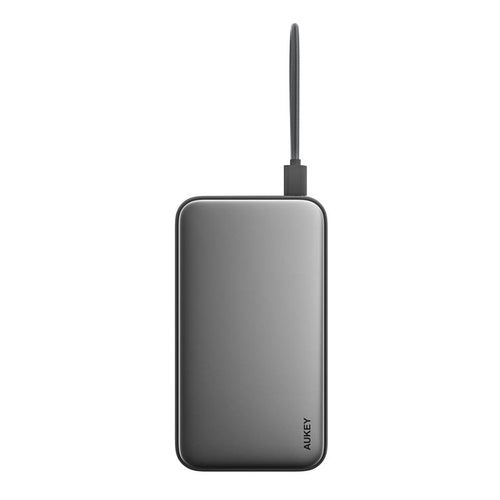 Aukey PB-Y48 Spark Sling 20,000mAh Compact Fast Charging Power Bank with Built-in USB-C Cable (Grey)