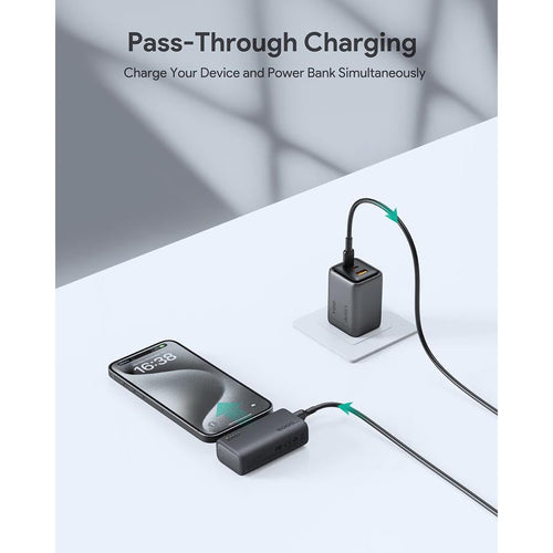 Aukey PB-Y59 Spark Mini 5000mAh Portable Power Bank with Built-in USB-C Port (Grey)