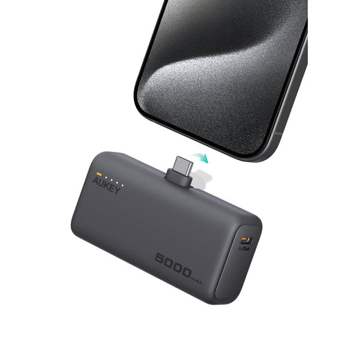 Aukey PB-Y59 Spark Mini 5000mAh Portable Power Bank with Built-in USB-C Port (Grey)