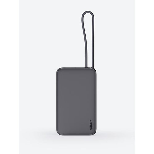 Aukey PB-Y53 Spark Sling 10K Lite Slim Power Bank with Build in C Cable (Gray)