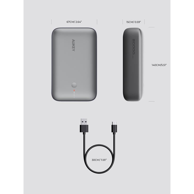 Aukey PB-Y57 Spark Mini 20000mAh Compact Fast Charging Power Bank with 20W PD (White)