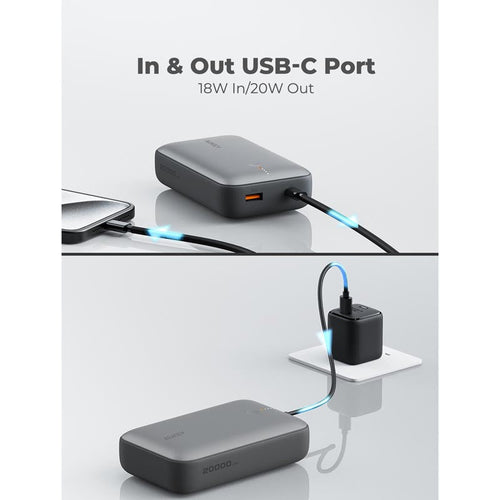 Aukey PB-Y57 Spark Mini 20000mAh Compact Fast Charging Power Bank with 20W PD (White)