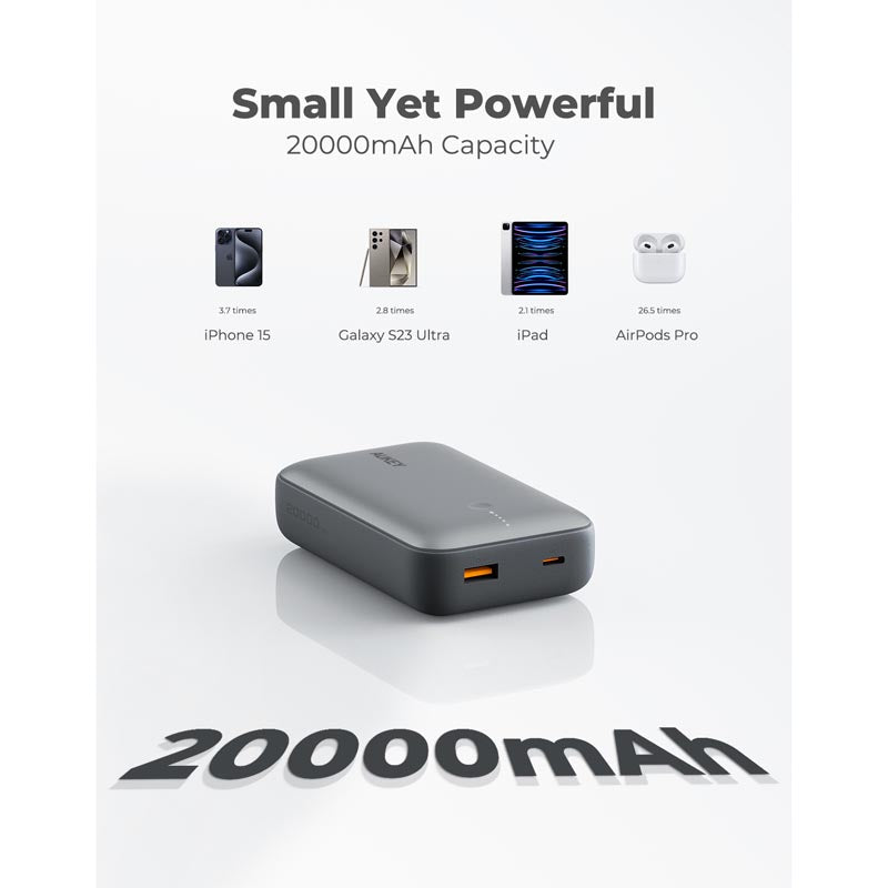 Aukey PB-Y57 Spark Mini 20000mAh Compact Fast Charging Power Bank with 20W PD (White)