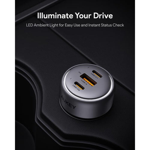 Aukey CC-P1 Pathfinder Mix 3 66W Fast Charging Car Charger (Dark Grey)