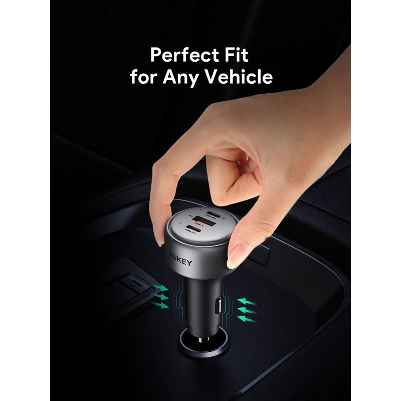 Aukey CC-P3 Pathfinder Mix 3 100W Fast Charging Car Charger (Dark Grey)