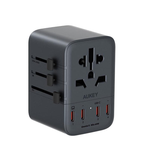 Aukey PA-TA08A 65W GaN Universal Adapter With USB-C and USB-A Ports (Blue)