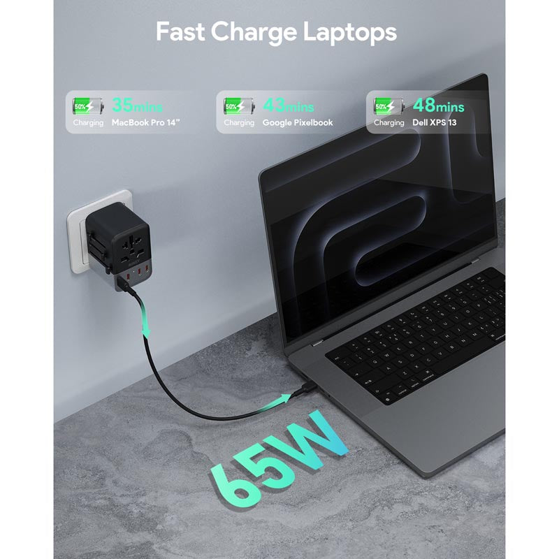 Aukey PA-TA08A 65W GaN Universal Adapter With USB-C and USB-A Ports (Violet)