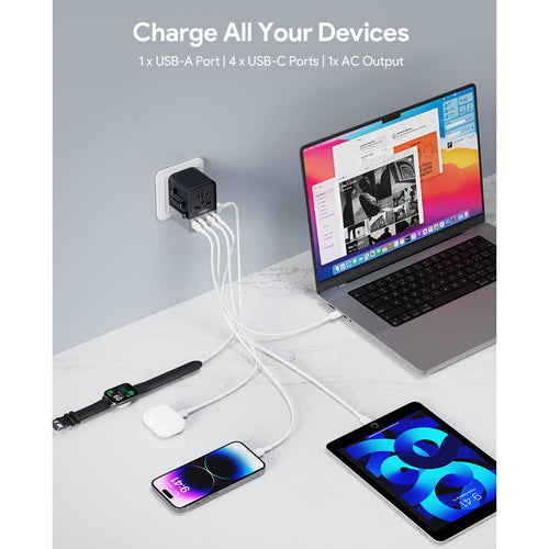 Aukey PA-TA08A 65W GaN Universal Adapter With USB-C and USB-A Ports (Violet)