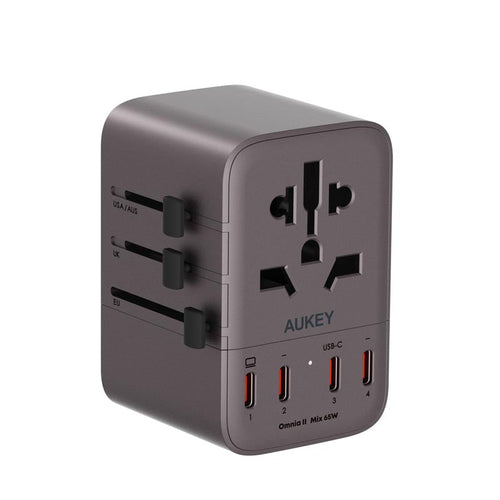 Aukey PA-TA08A 65W GaN Universal Adapter With USB-C and USB-A Ports (Violet)