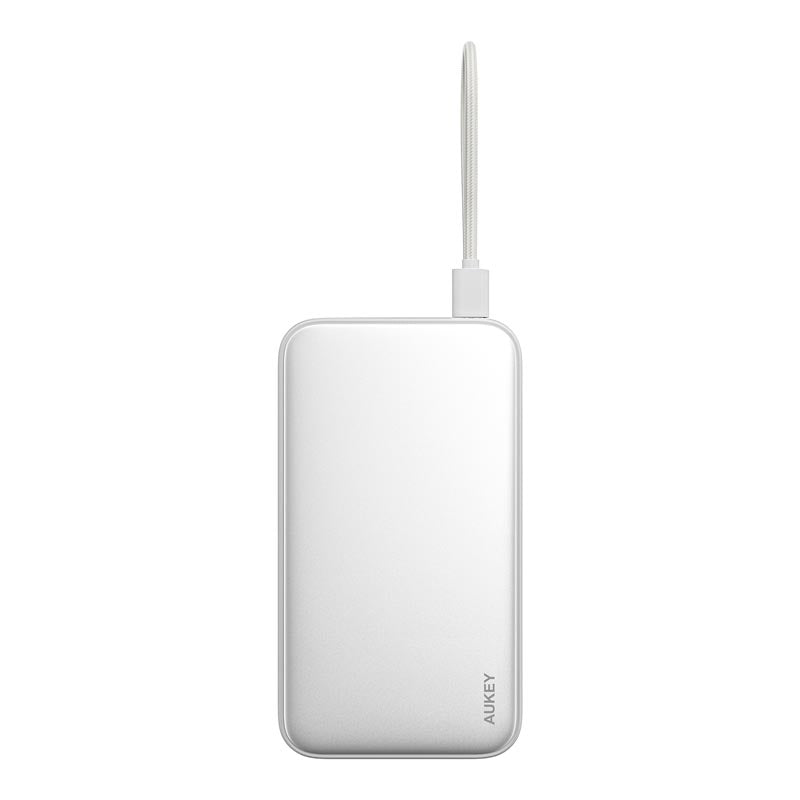 Aukey PB-Y48 Spark Sling 20,000mAh Compact Fast Charging Power Bank with Built-in USB-C Cable (White)