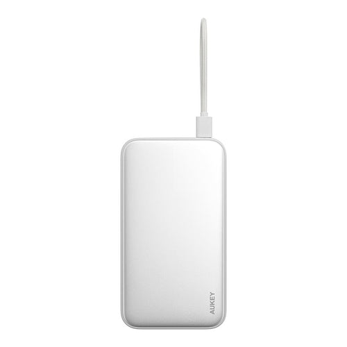 Aukey PB-Y48 Spark Sling 20,000mAh Compact Fast Charging Power Bank with Built-in USB-C Cable (White)