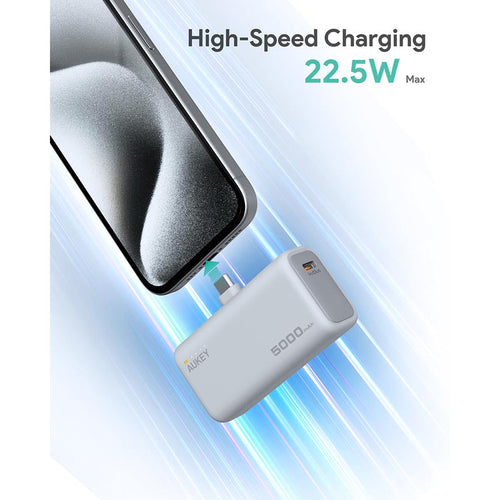Aukey PB-Y59 Spark Mini 5000mAh Portable Power Bank with Built-in USB-C Port (White)