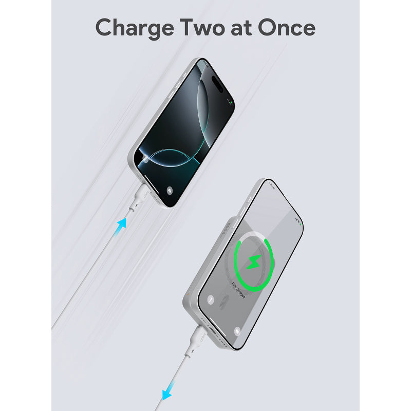 Aukey PB-MS03 MagFusion Slim 5000mAh Magnetic Wireless Charging Power Bank (Frost Mirror White)