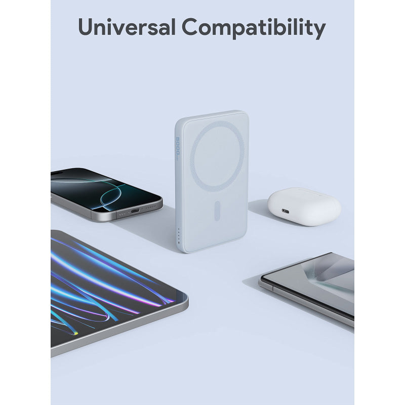 Aukey PB-MS03 MagFusion Slim 5000mAh Magnetic Wireless Charging Power Bank (Sky Blue)