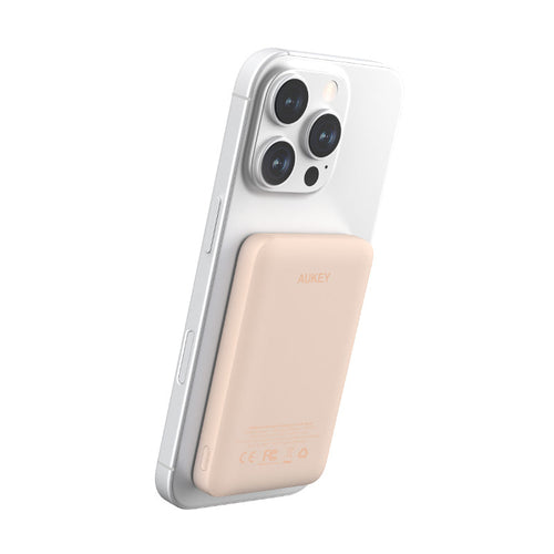 Aukey PB-MS03 MagFusion Slim 5000mAh Magnetic Wireless Charging Power Bank (Pink)