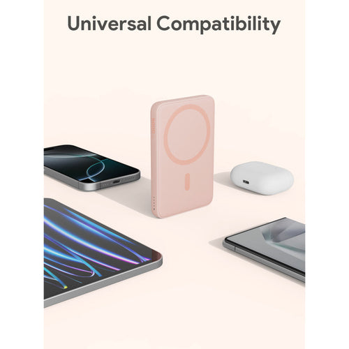 Aukey PB-MS03 MagFusion Slim 5000mAh Magnetic Wireless Charging Power Bank (Pink)