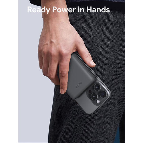 Aukey PB-MS04 Magfusion Slim 10K Magnetic Wireless Power Bank (Gray)