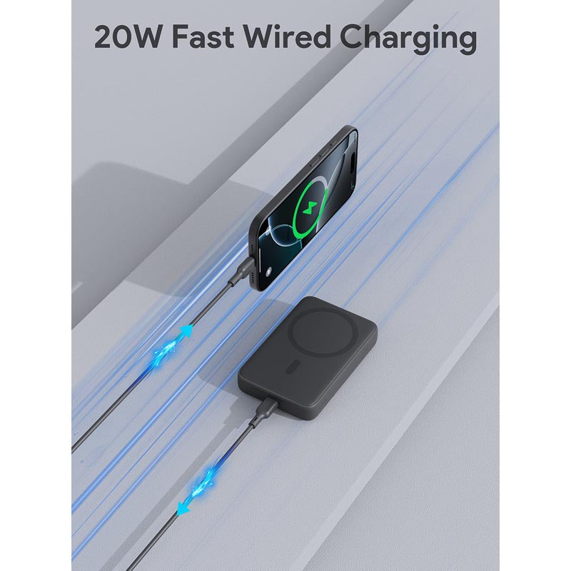 Aukey PB-MS04 Magfusion Slim 10K Magnetic Wireless Power Bank (Gray)