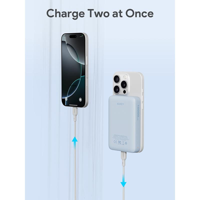 Aukey PB-MS04 Magfusion Slim 10K Magnetic Wireless Power Bank (Blue)