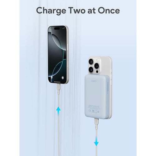 Aukey PB-MS04 Magfusion Slim 10K Magnetic Wireless Power Bank (Blue)