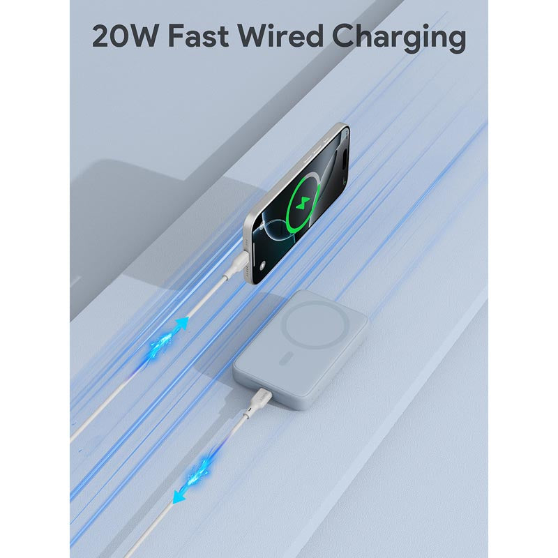Aukey PB-MS04 Magfusion Slim 10K Magnetic Wireless Power Bank (Blue)