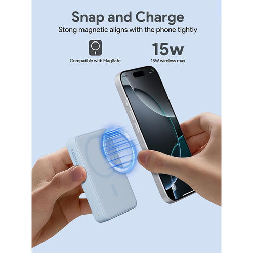 Aukey PB-MS04 Magfusion Slim 10K Magnetic Wireless Power Bank (Blue)