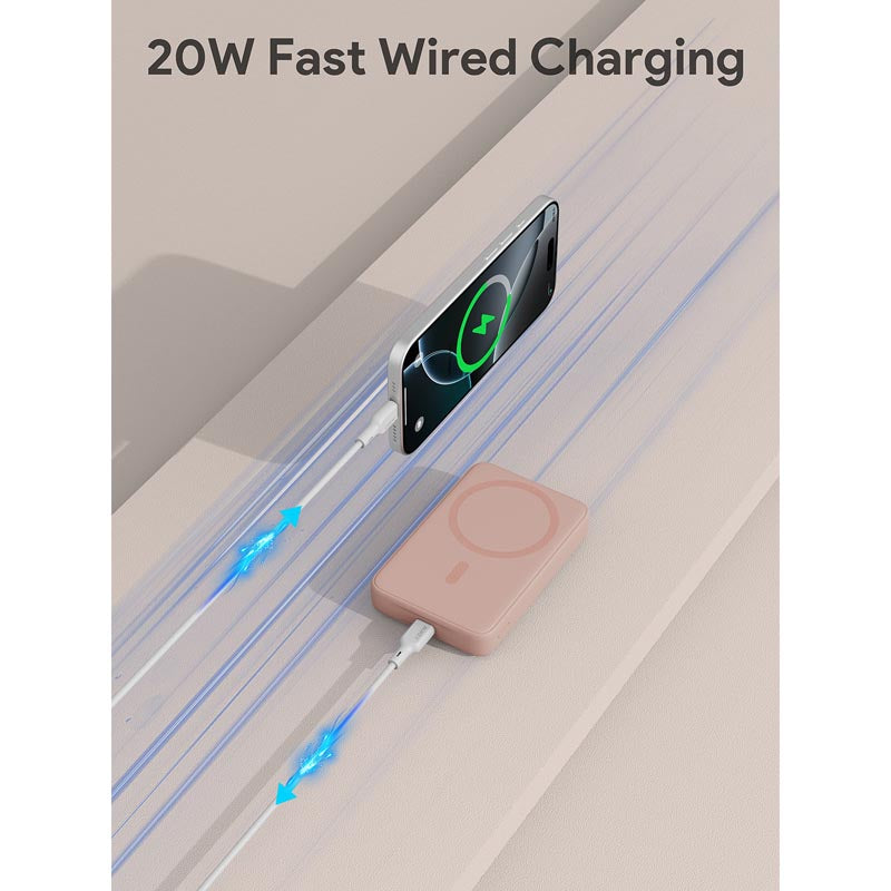 Aukey PB-MS04 Magfusion Slim 10K Magnetic Wireless Power Bank (Pink)