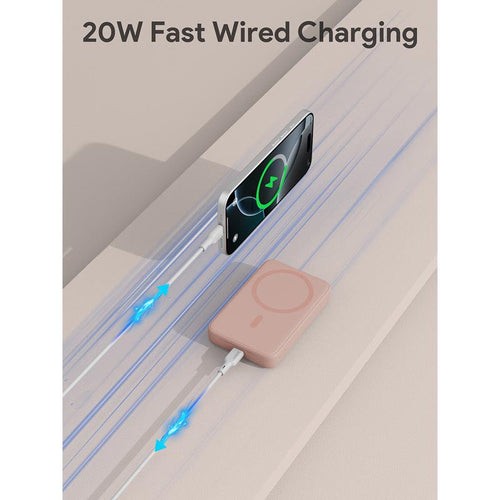 Aukey PB-MS04 Magfusion Slim 10K Magnetic Wireless Power Bank (Pink)