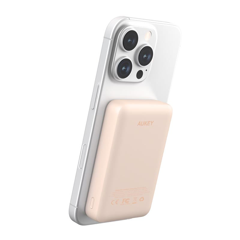 Aukey PB-MS04 Magfusion Slim 10K Magnetic Wireless Power Bank (Pink)